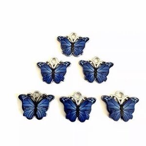 6pcs Beads for Jewelry #16827 Purple Butterfly Enamel Charms - 8 set left